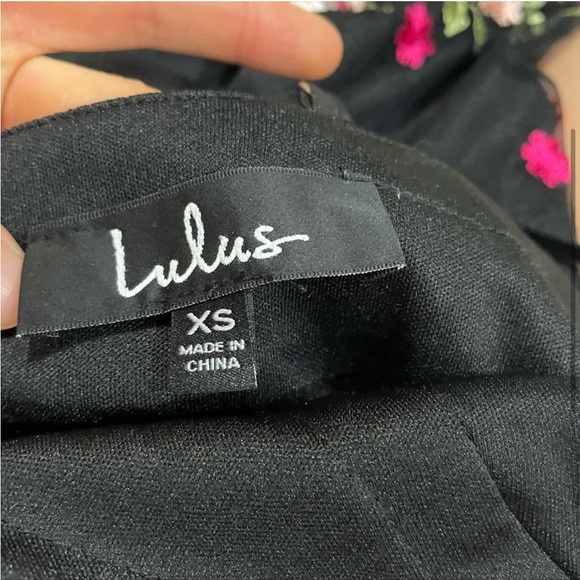 Lulus favorite fleur black mesh embroidered floral skater dress a line size XS - Picture 7 of 7